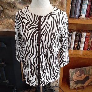 Designers Originals Brown/White Zebra Cardigan Sweater S